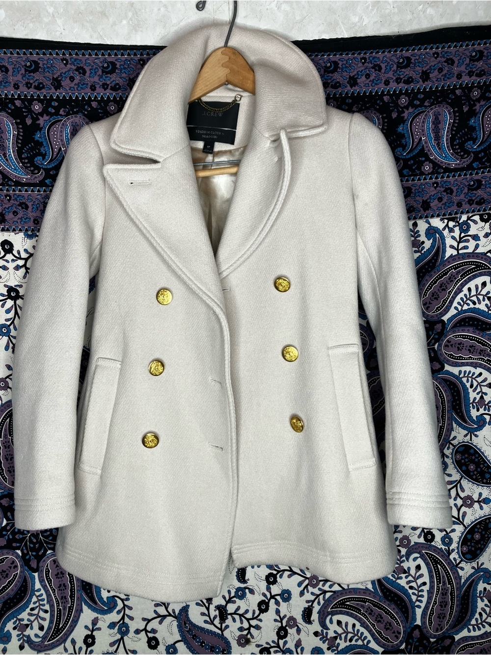 J crew Stadium Cloth Nello Gori double breasted coat 0P